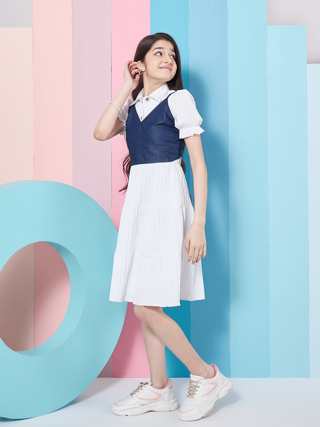 Girls Puff Sleeves Fit Flare Dress - PS Peaches