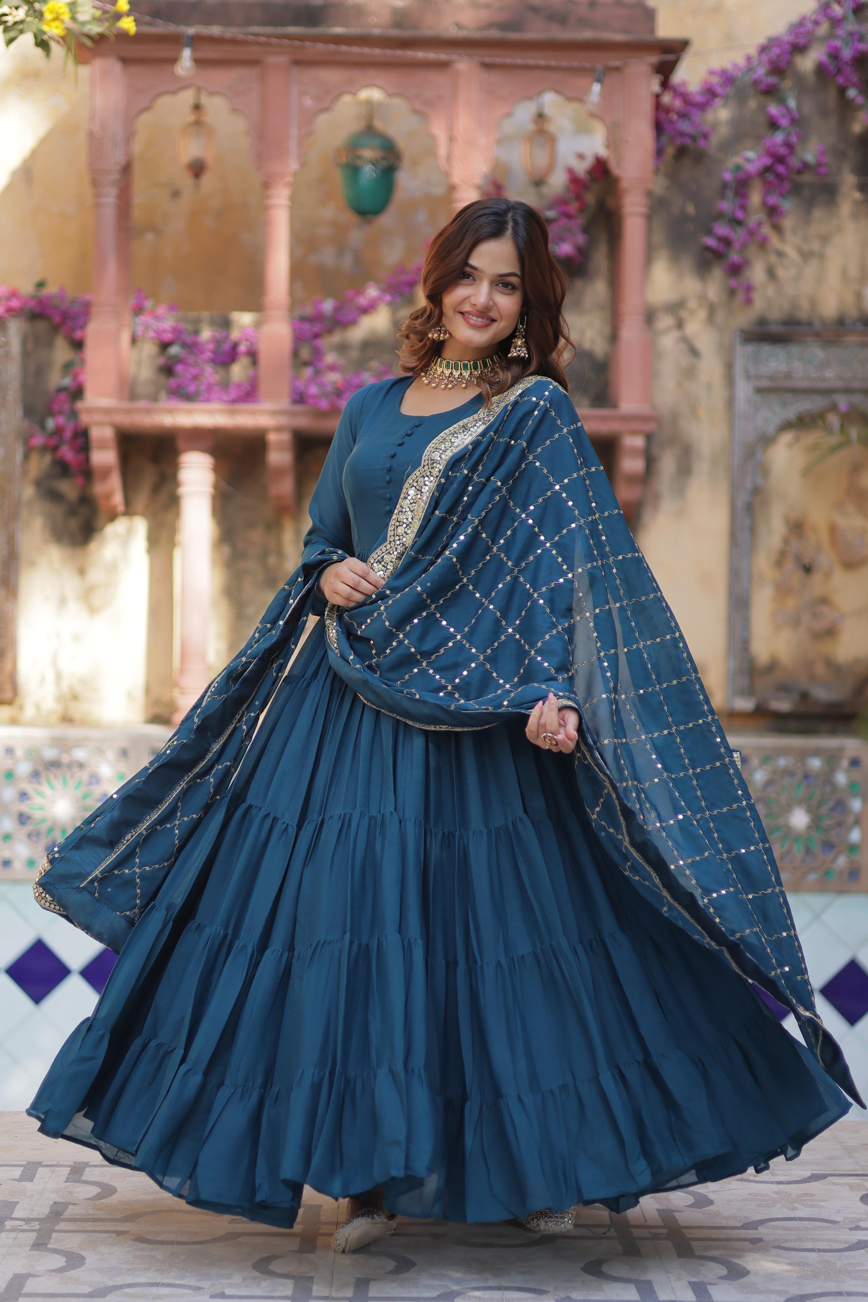 Women's Rama Colour Star Georgette Gown Set