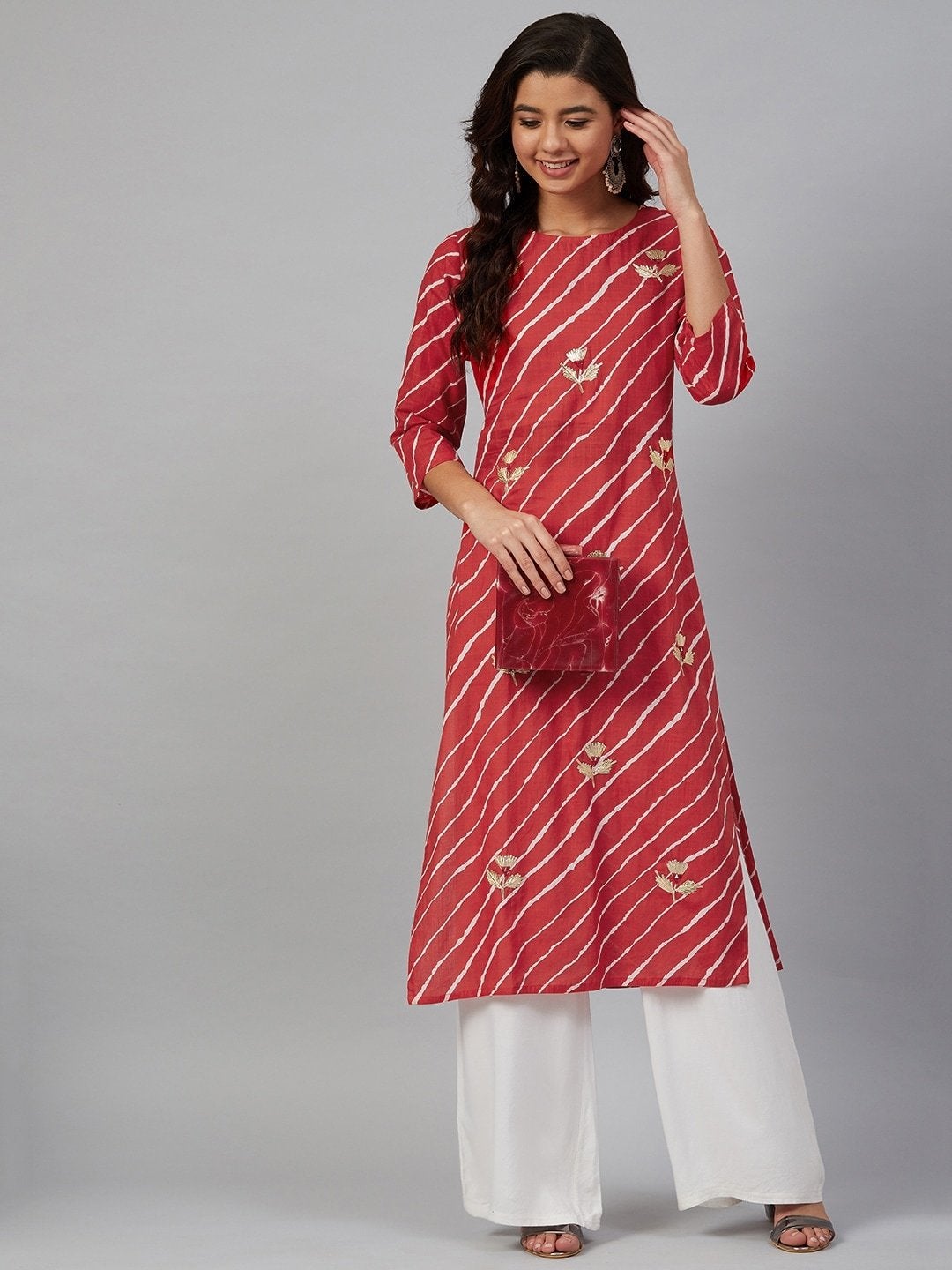 Women's Leheriya Printed Straight Kurta