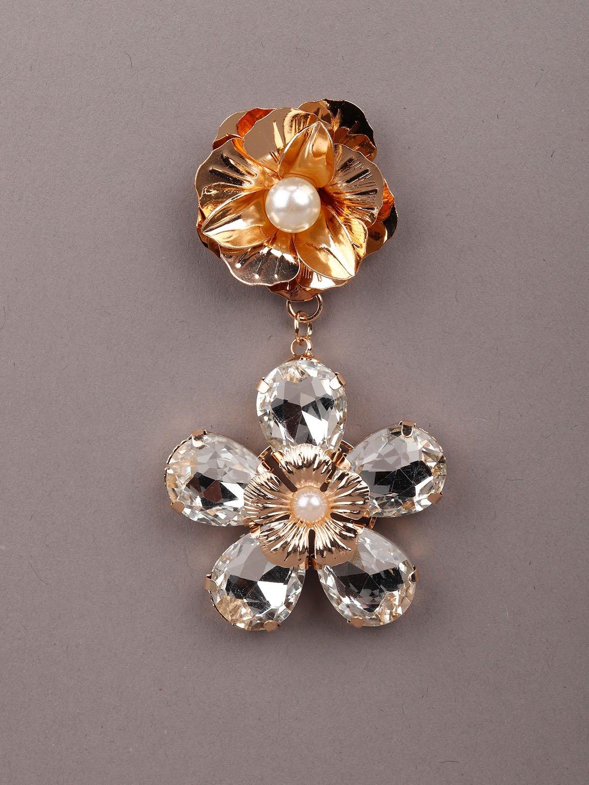 Women's Dangling Double Floral Arrangement Earrings-Clea