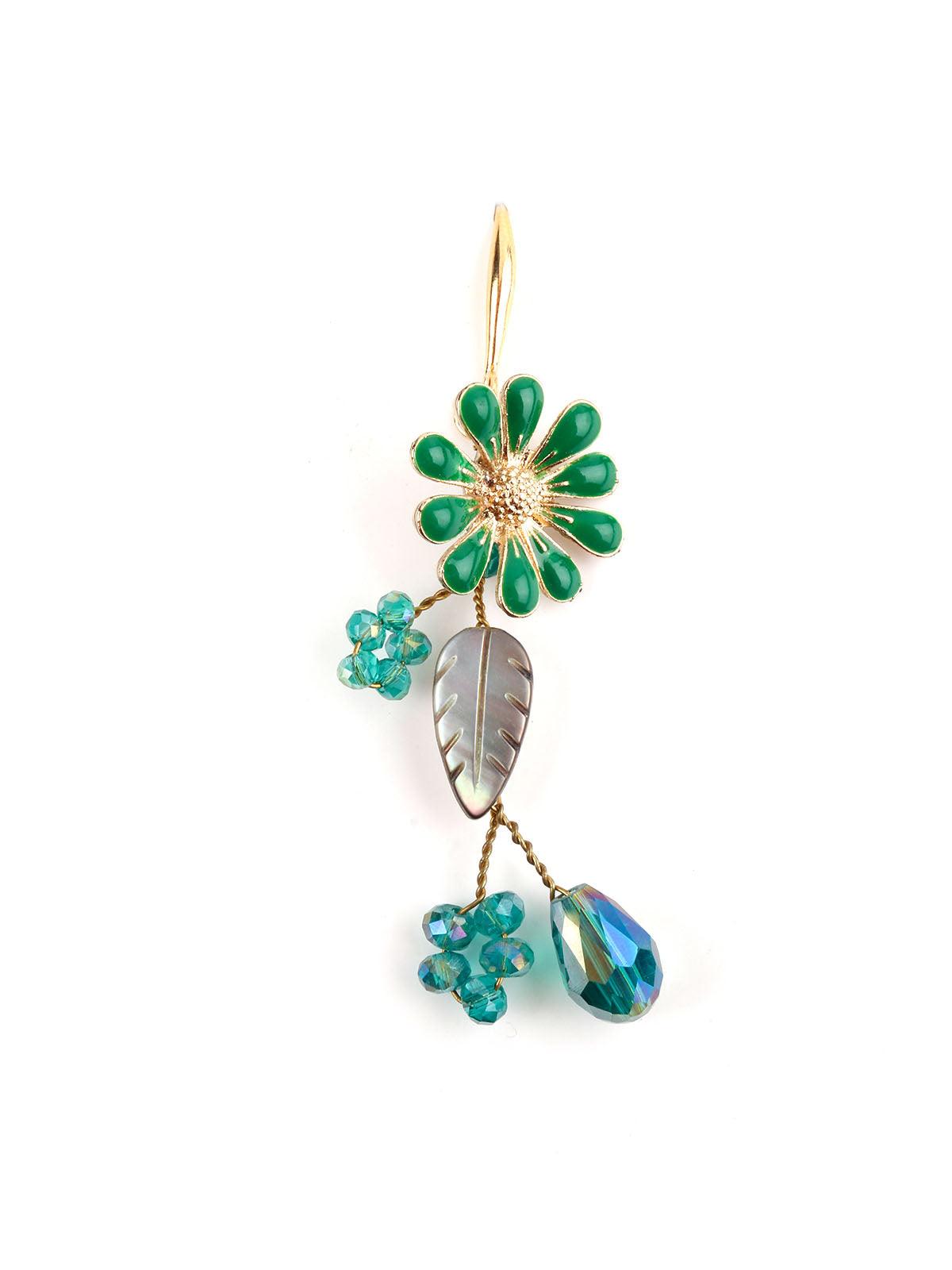 Women's Daphne Green And Blue Floral Earring