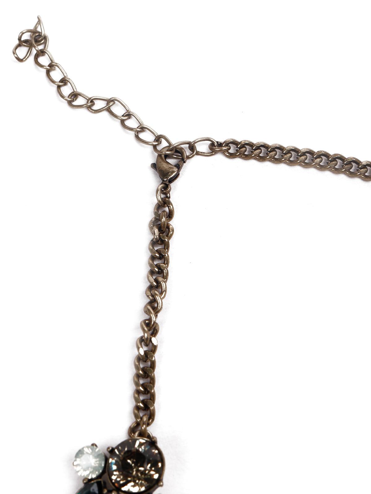 Women's Dark Shaded Stunning Crystal Collar Necklace- Gree