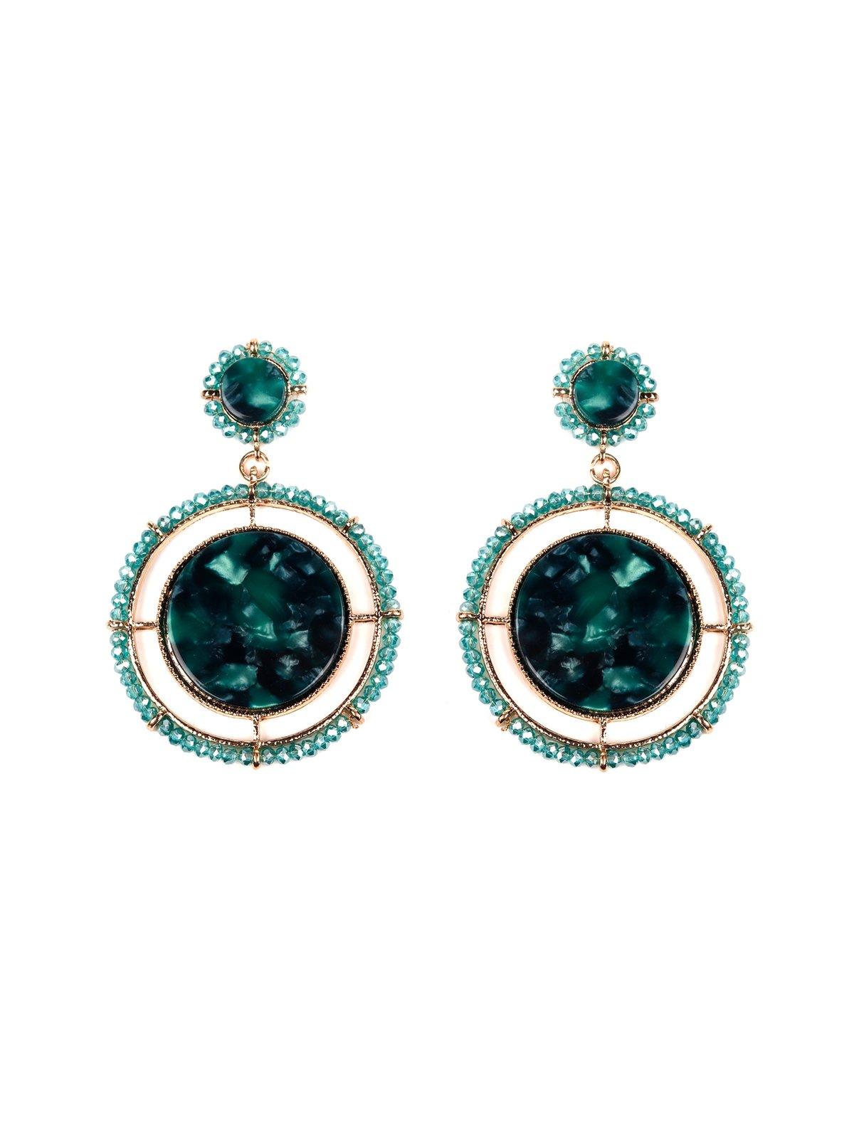 Women's Dark Turquoise Green Rounded Earring