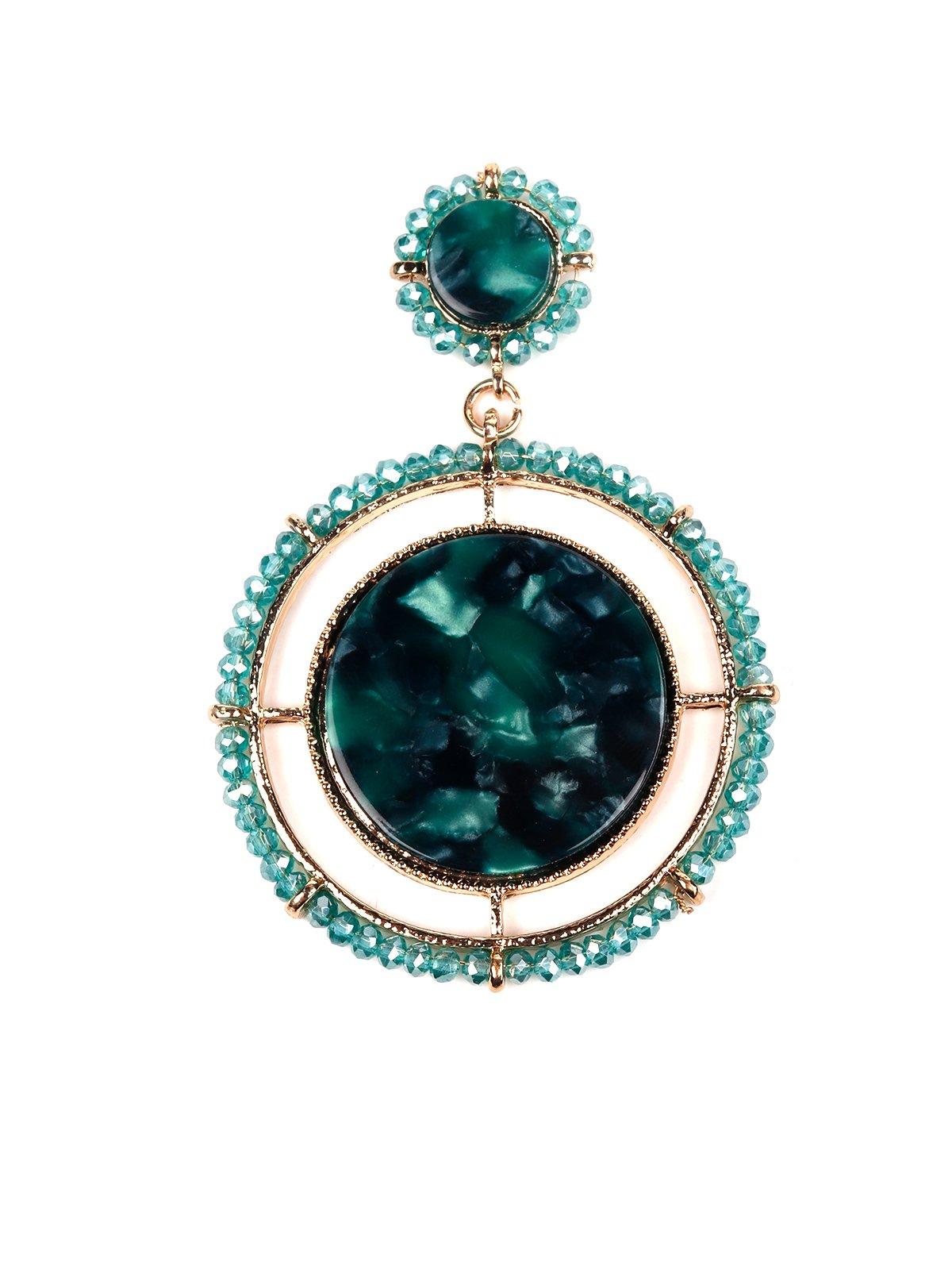 Women's Dark Turquoise Green Rounded Earring