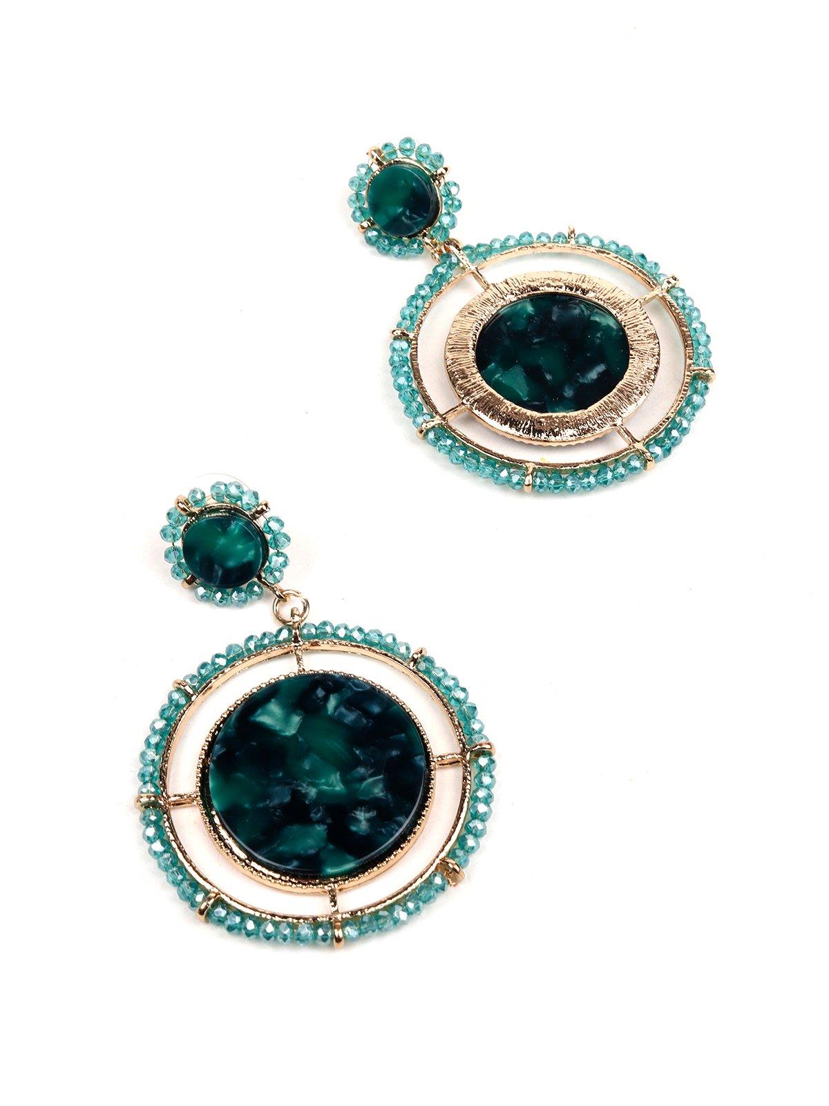 Women's Dark Turquoise Green Rounded Earring
