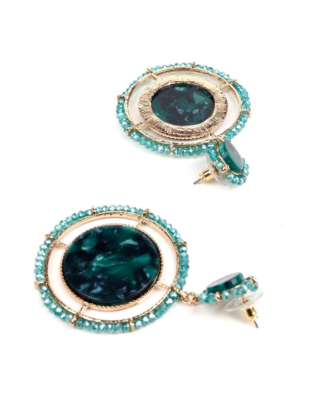 Women's Dark Turquoise Green Rounded Earring
