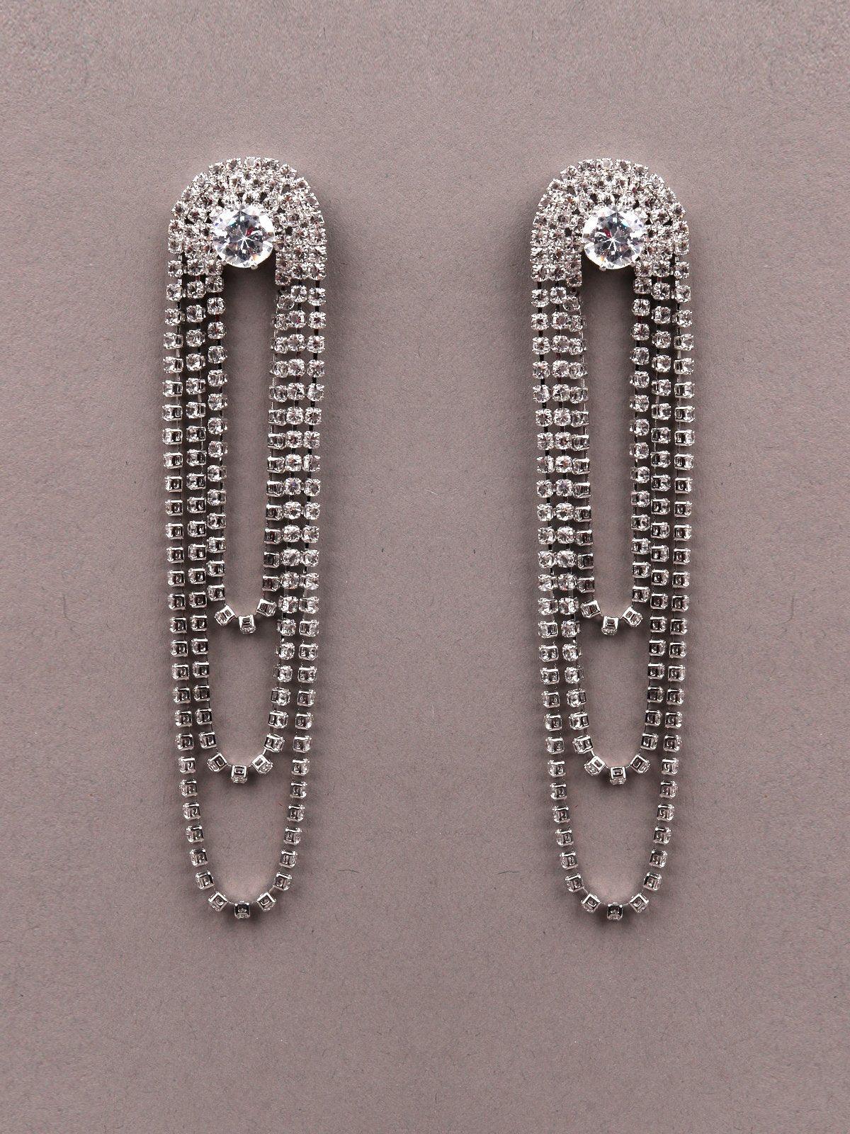 Women's Dazzling Looped Three-Layer Crystal-Studded Earring