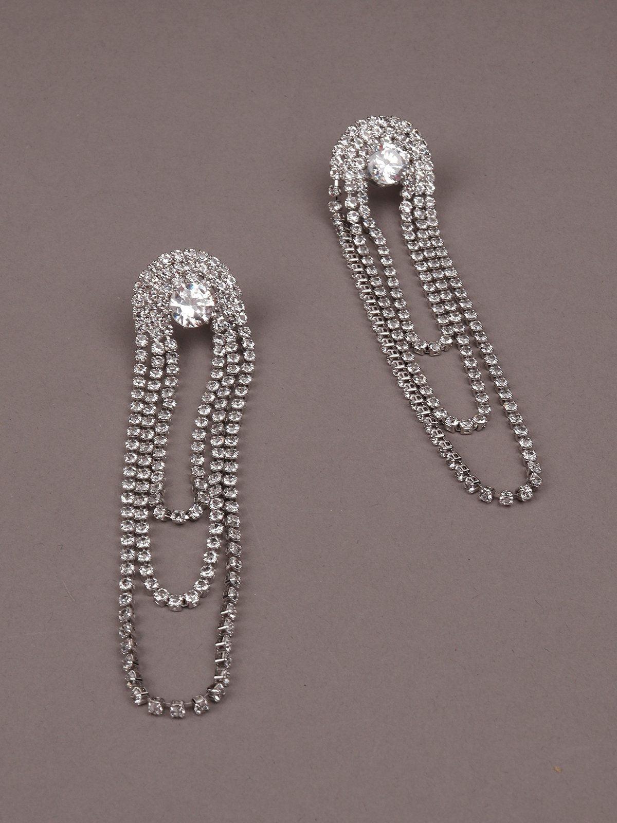 Women's Dazzling Looped Three-Layer Crystal-Studded Earring