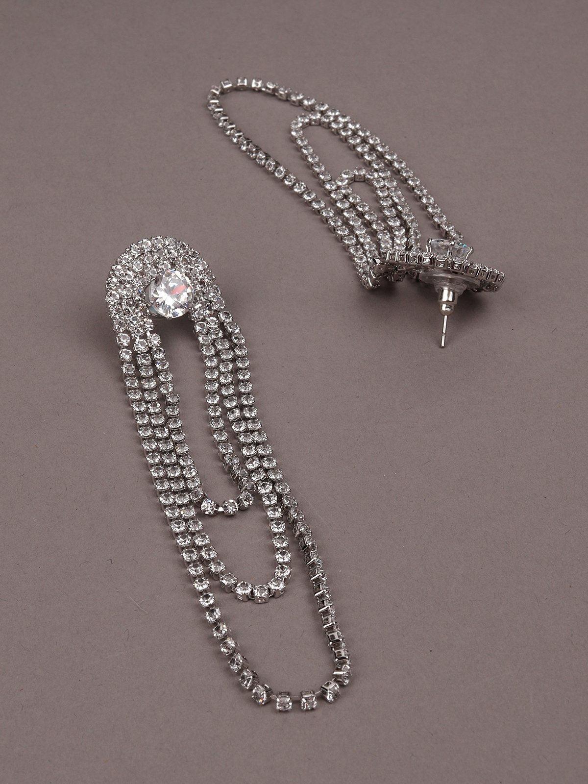 Women's Dazzling Looped Three-Layer Crystal-Studded Earring