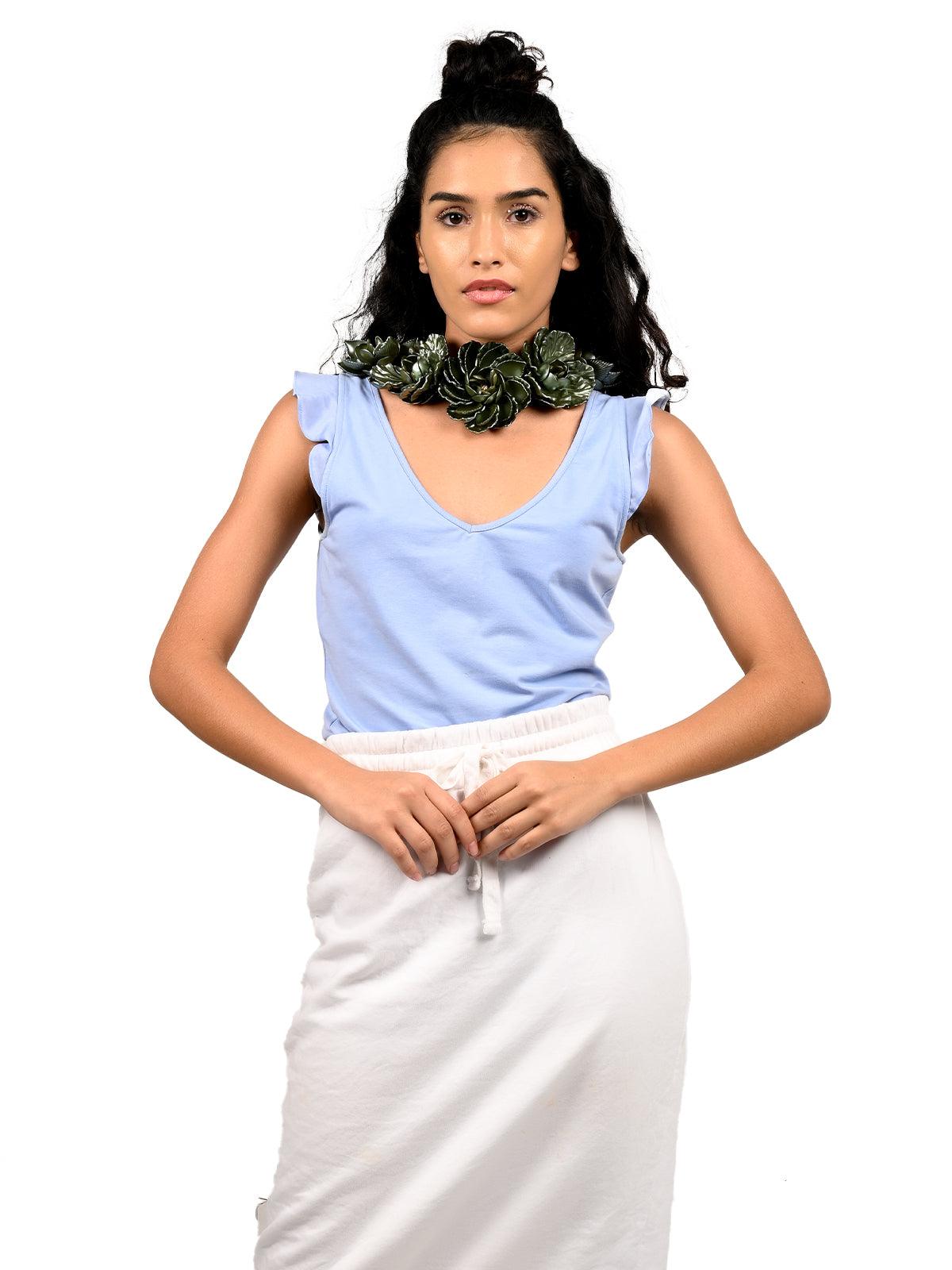 Women's Deep Green Gorgeous Rose Statement Necklac