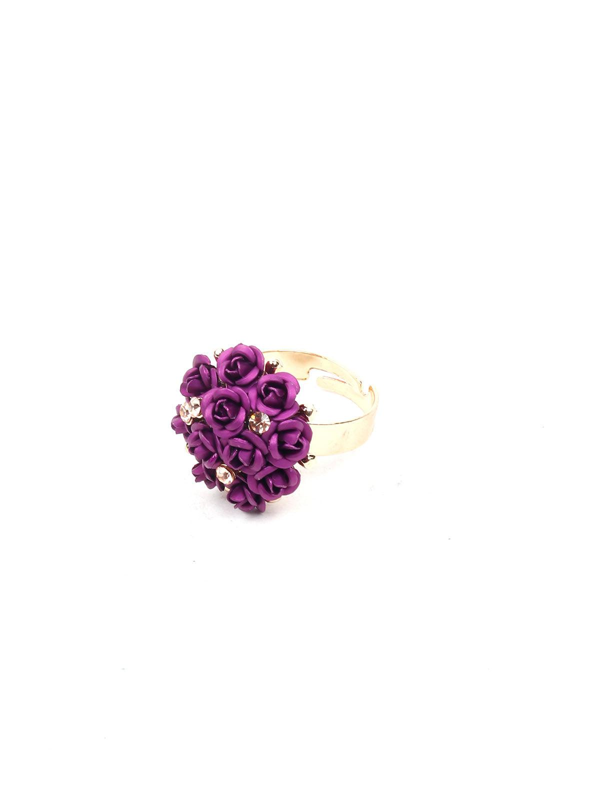 Women's Deep Purple Floral Pendant Necklace Se