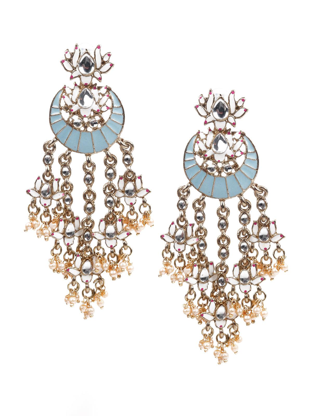 Women's Delicate Blue Meenakari Earring
