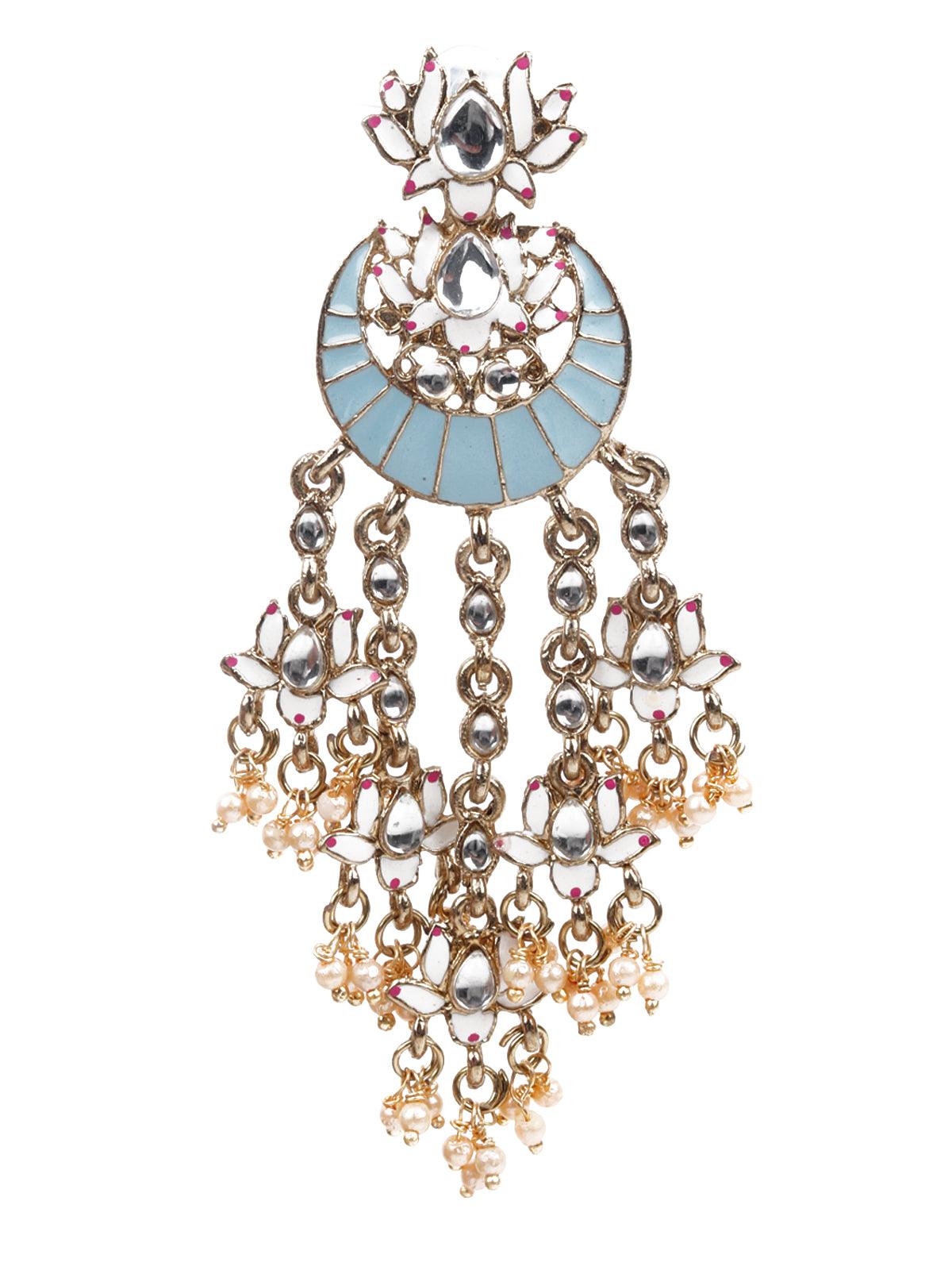 Women's Delicate Blue Meenakari Earring