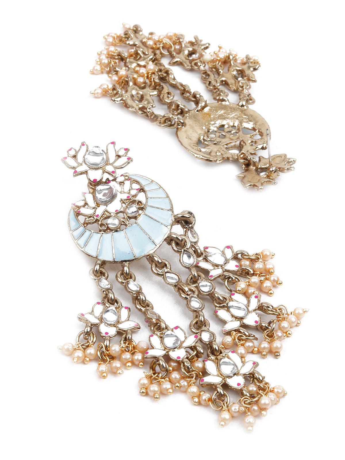 Women's Delicate Blue Meenakari Earring
