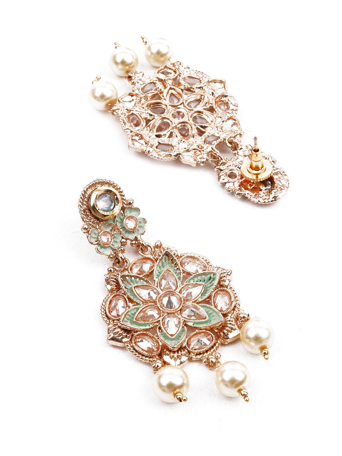 Women's Delicate Green Meenakari Earring