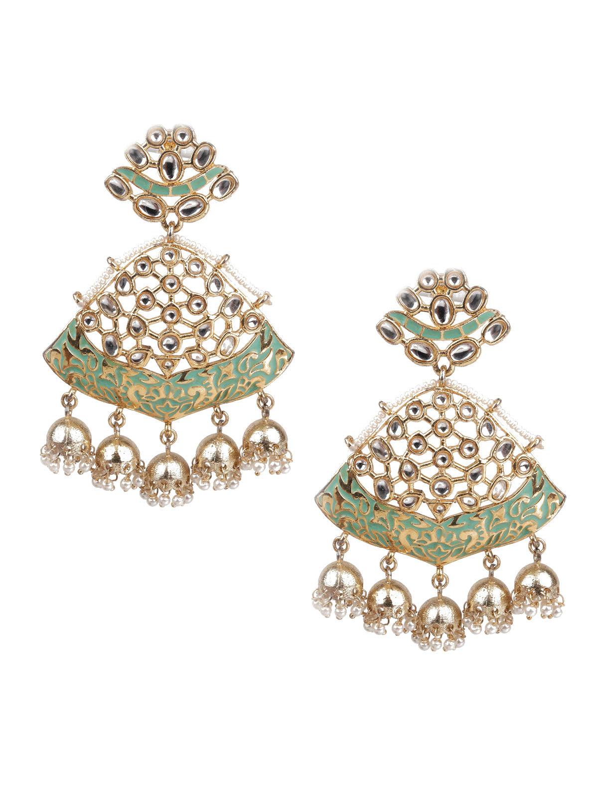 Women's Delicate Green Meenakari Earring