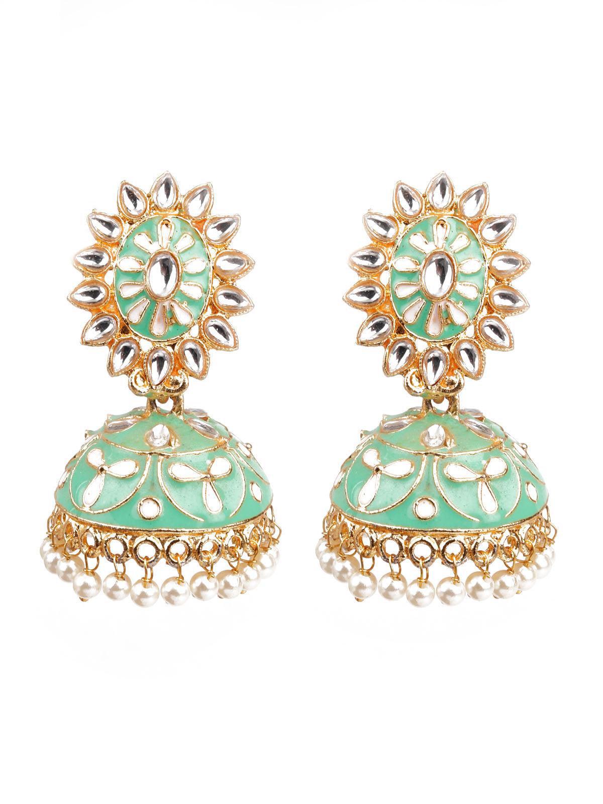 Women's Delicate Green Meenakari Earring