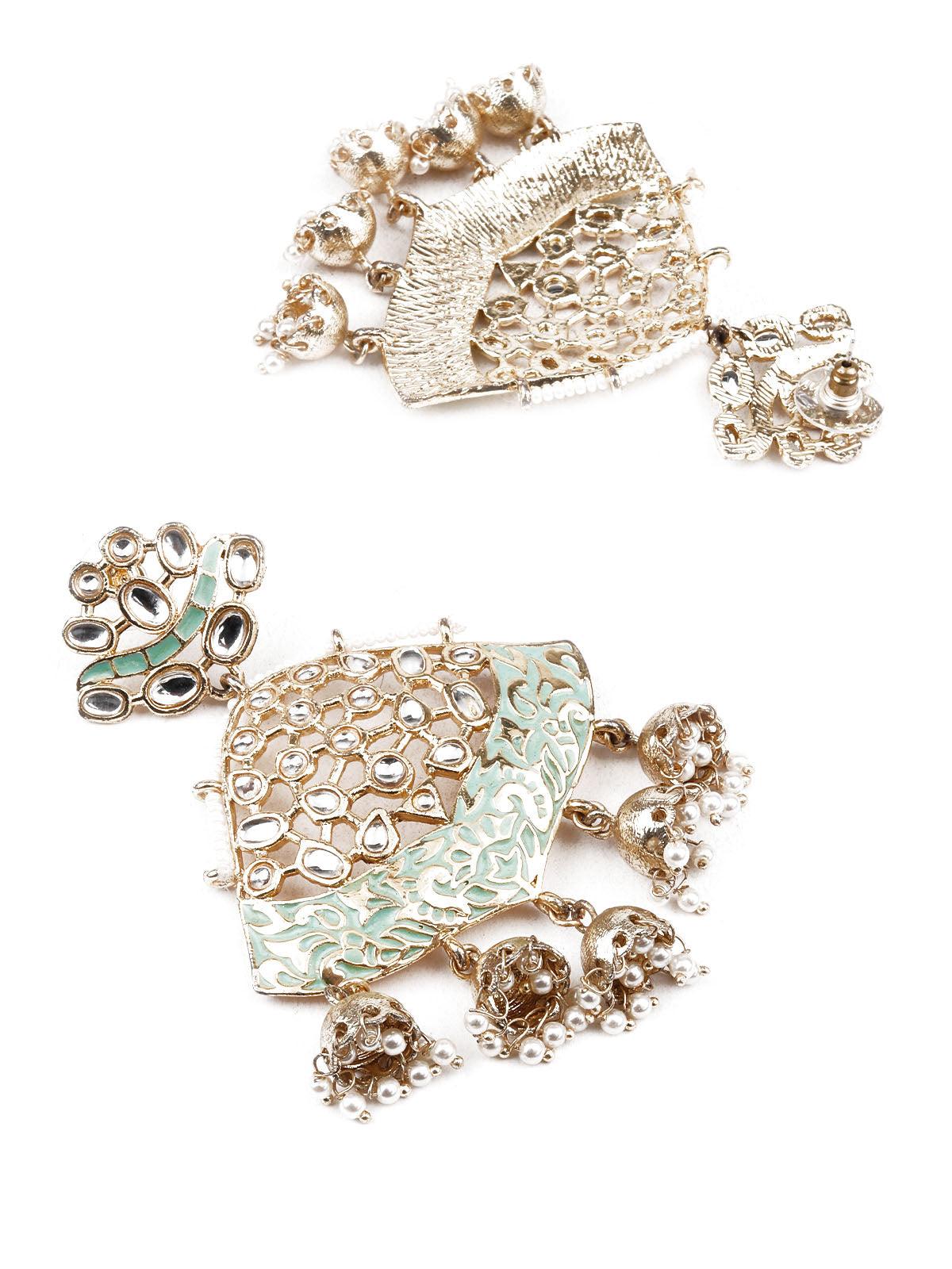Women's Delicate Green Meenakari Earring