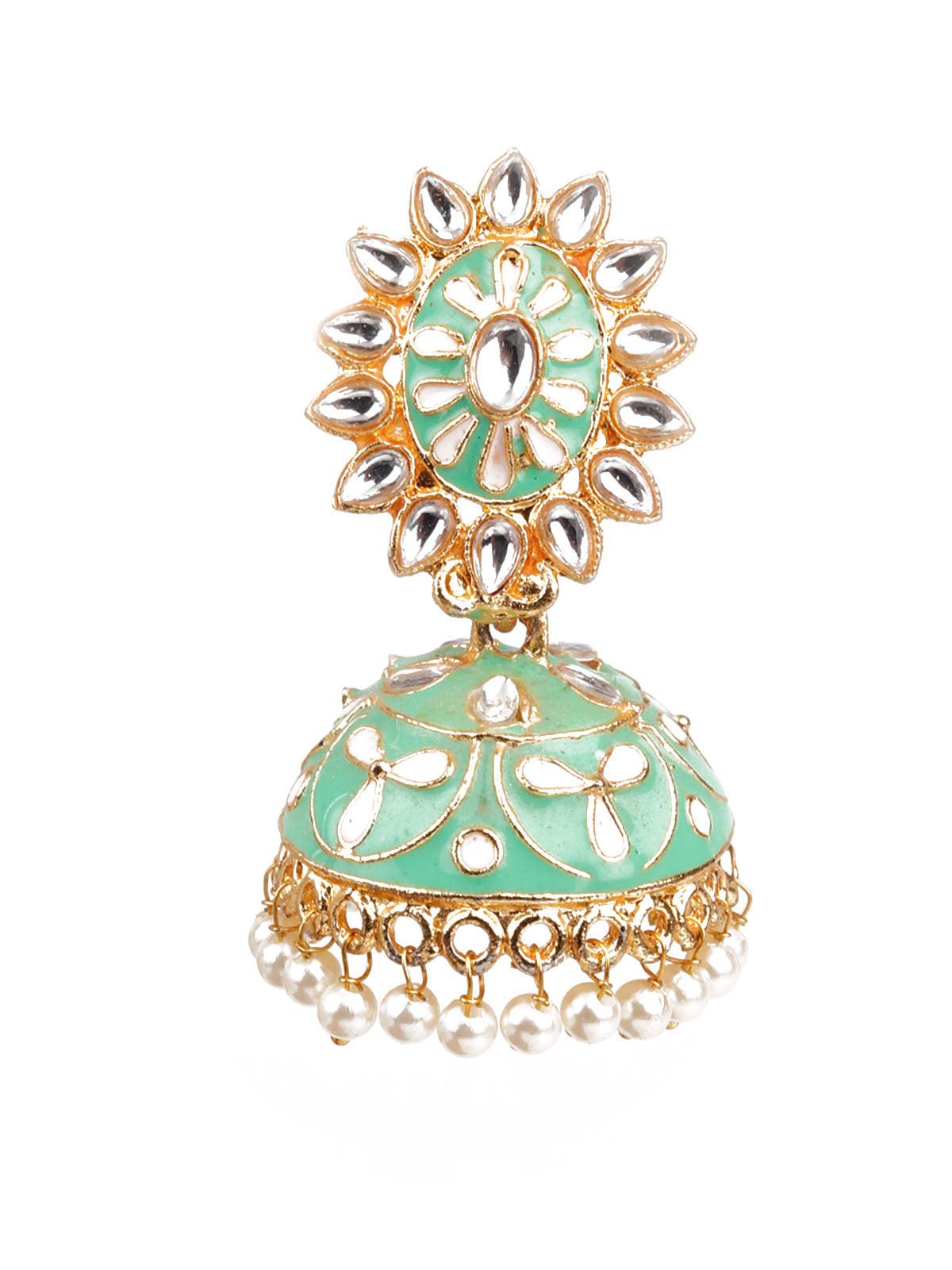 Women's Delicate Green Meenakari Earring