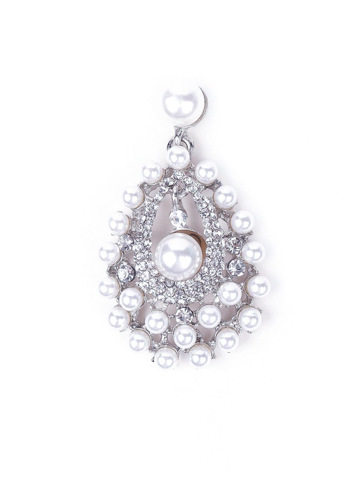 Women's Delicate Pearl And Crystal Teardrop Earring