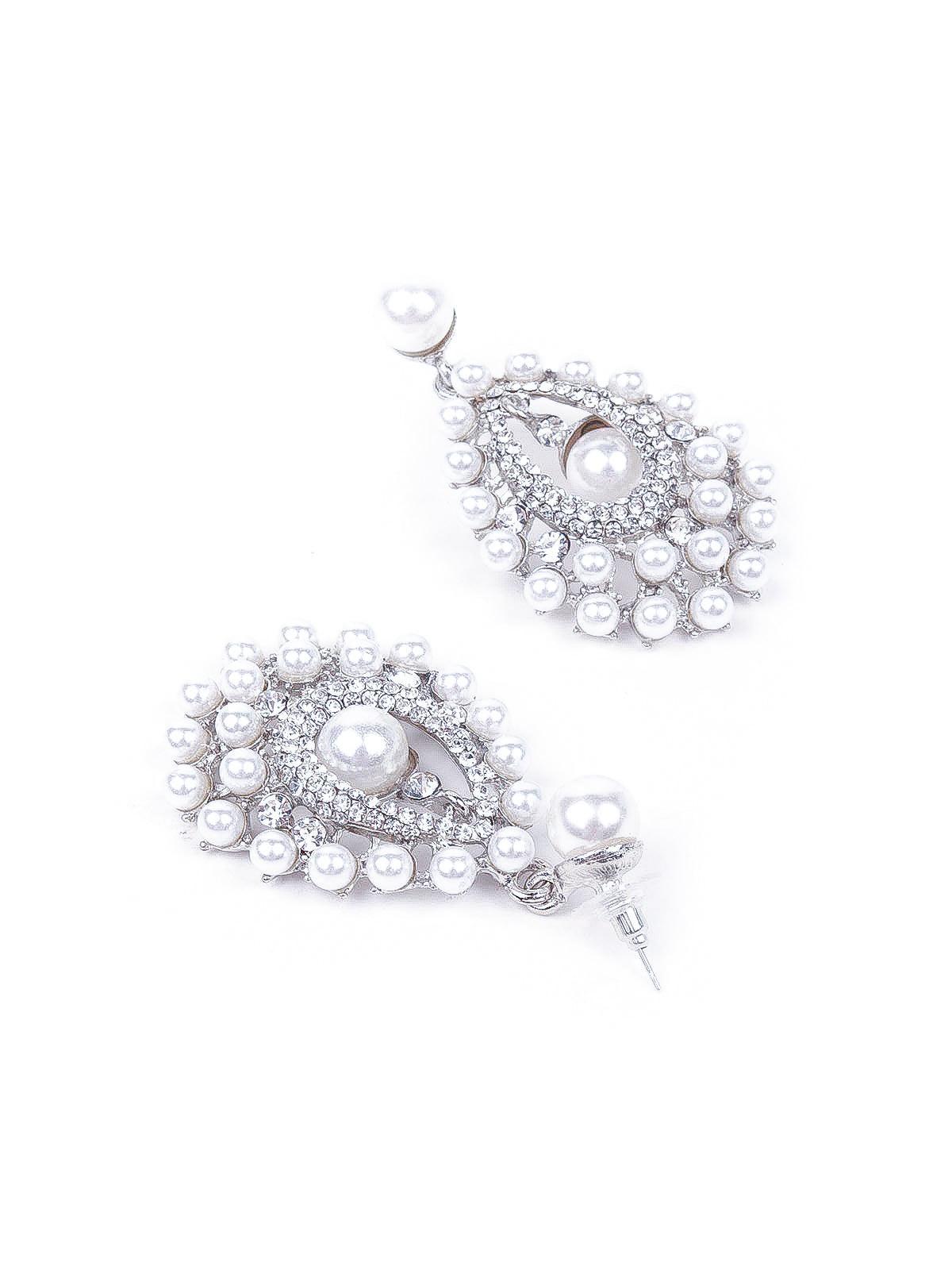 Women's Delicate Pearl And Crystal Teardrop Earring