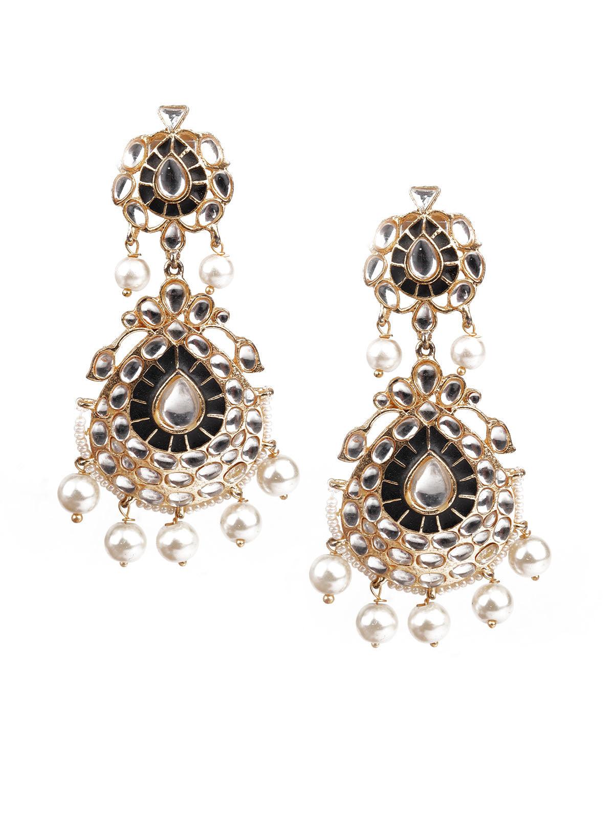 Women's Designer Blue And Gold Dangler For Wome