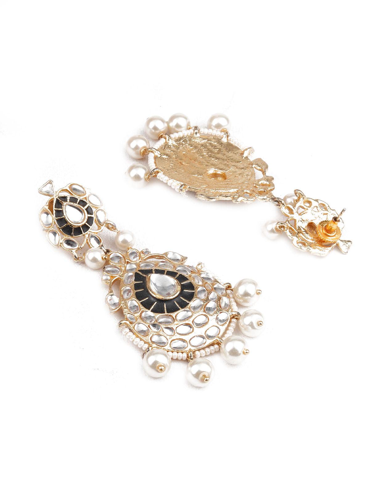 Women's Designer Blue And Gold Dangler For Wome