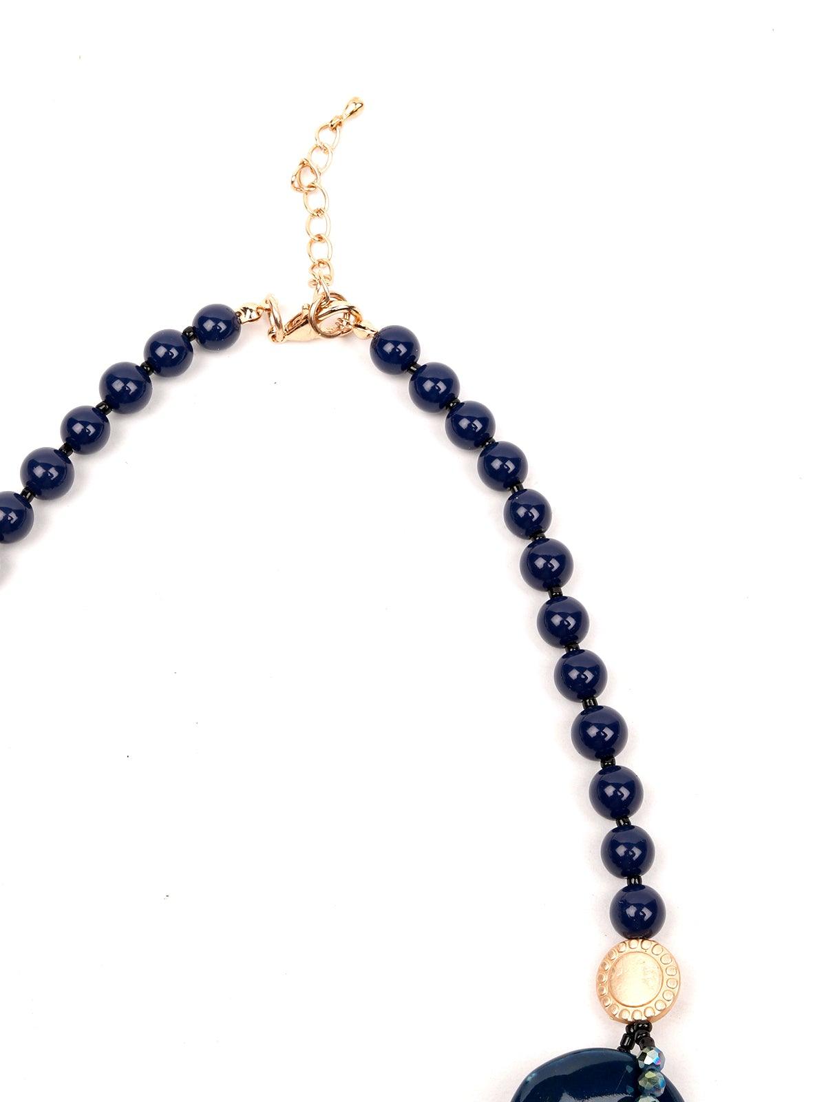 Women's Designer Blue Buttoned Boho Necklac