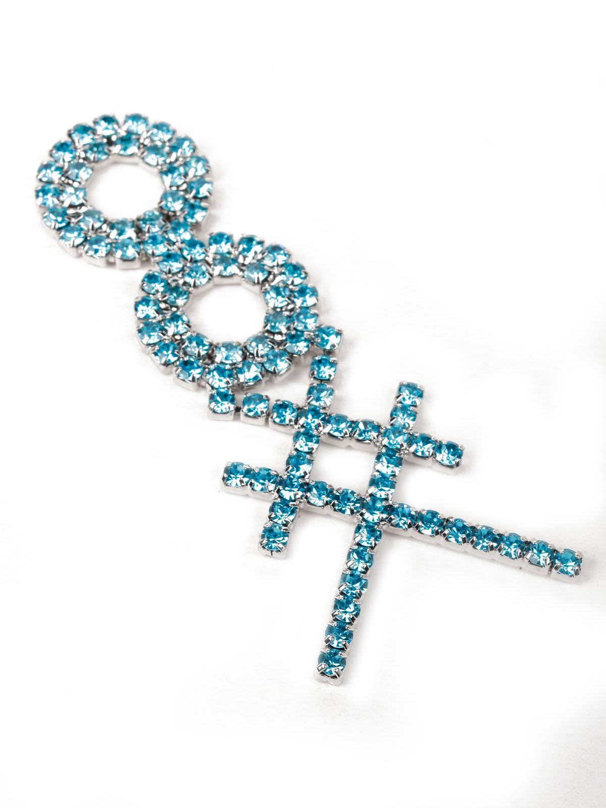 Women's Designer Blue Crystal Double Hoop Cross Earring