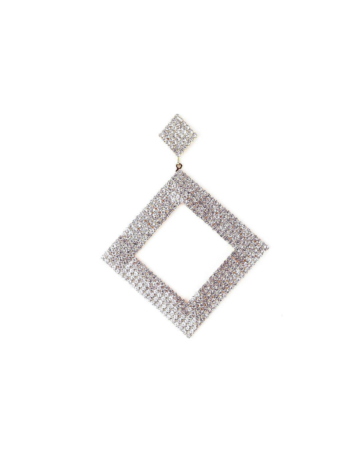 Women's Designer Diamond-Shaped Crystal-Studded Earring