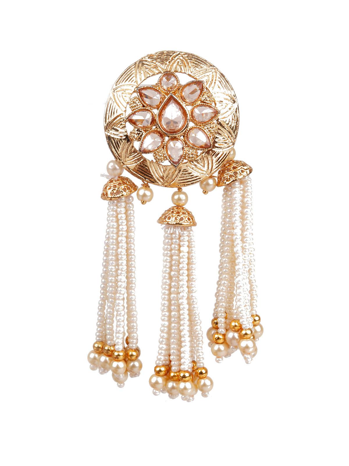 Women's Designer Gold And White Dangler Earring