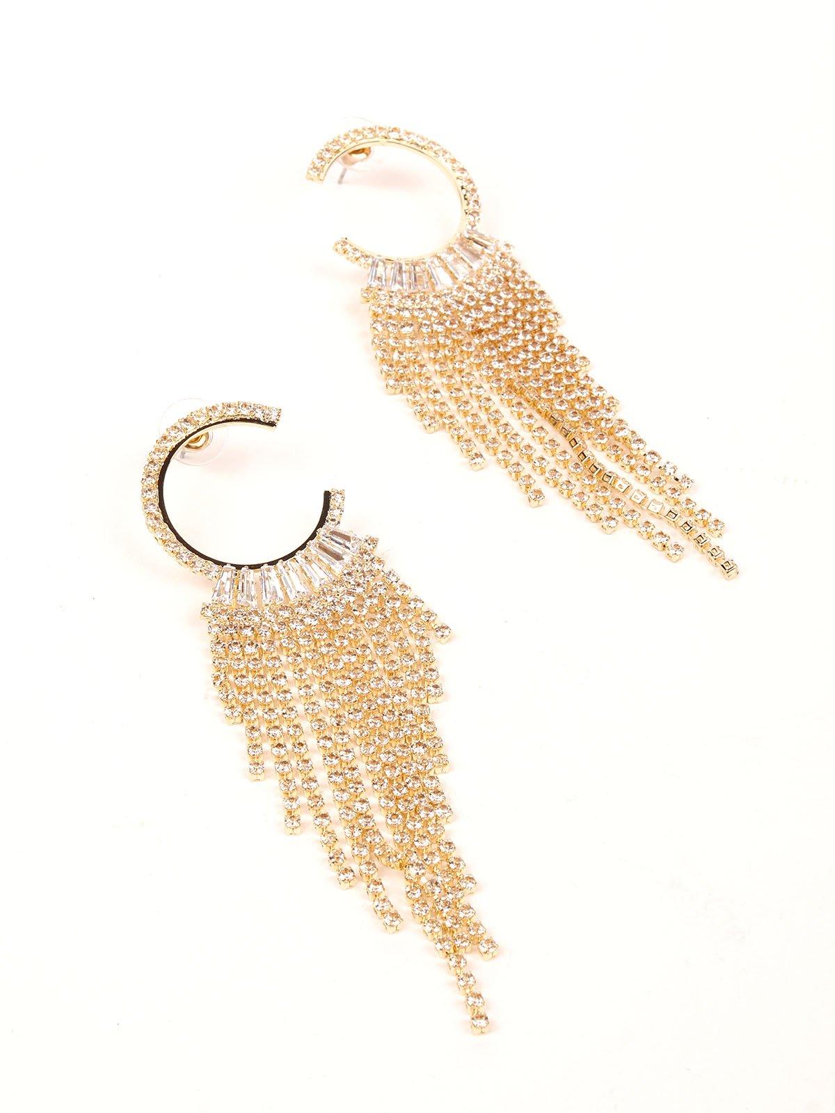 Women's Designer Gold-Tone Hoop Tassel Earring