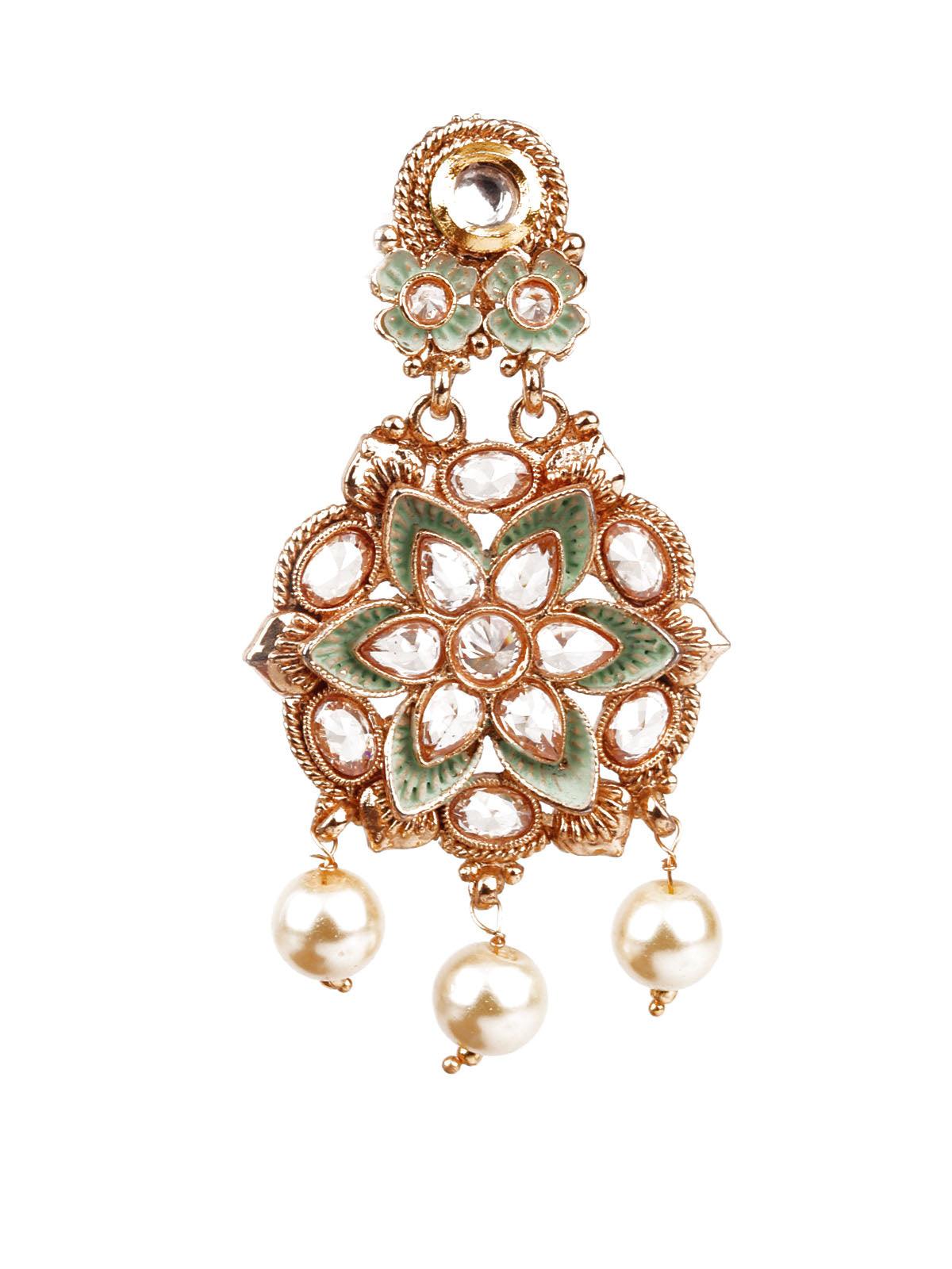Women's Designer Green Meenakari Dangler Earring