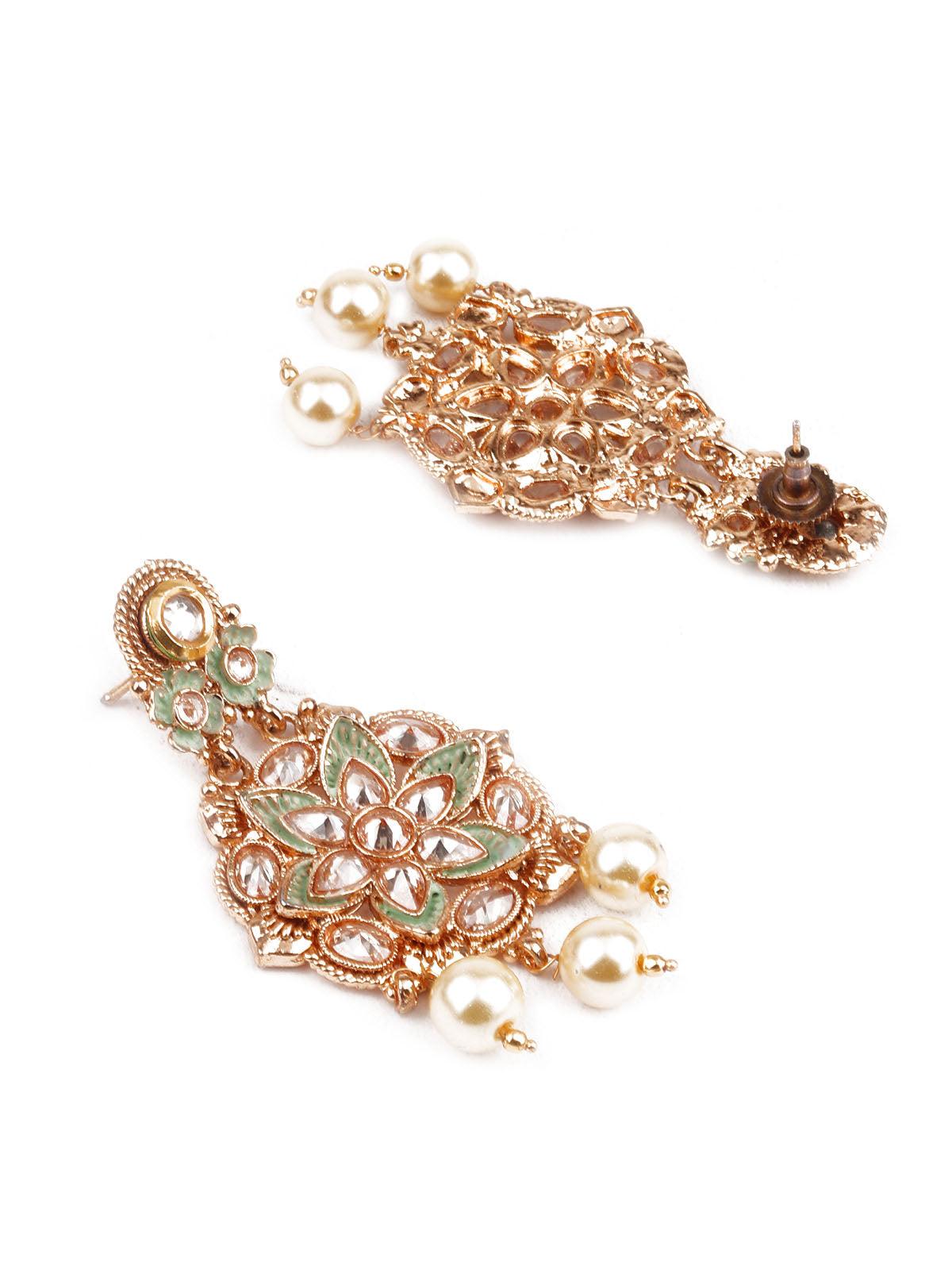 Women's Designer Green Meenakari Dangler Earring
