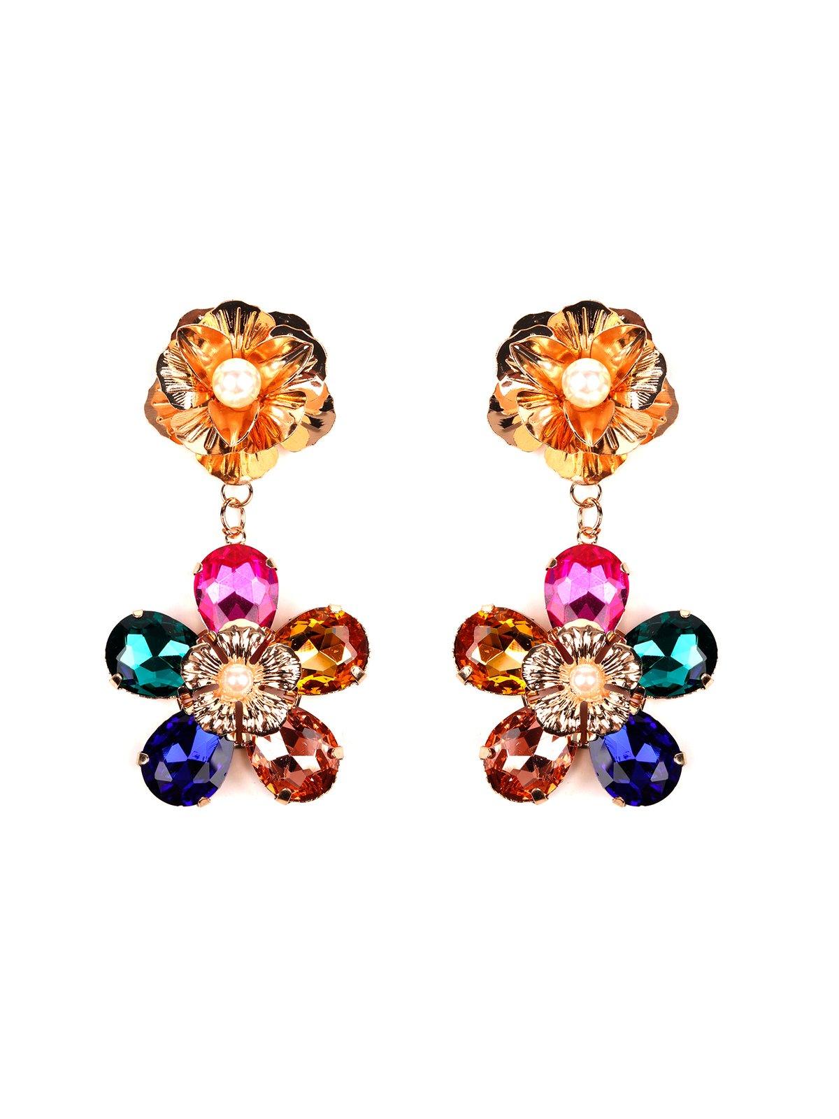 Women's Designer Multicolour Floral Gemstone Earring