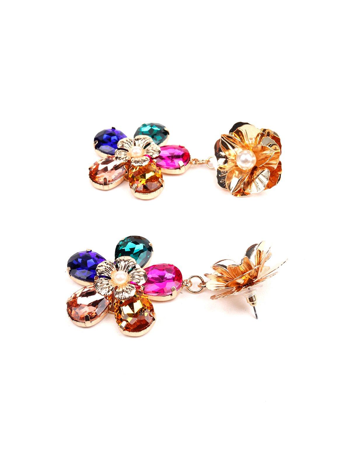 Women's Designer Multicolour Floral Gemstone Earring