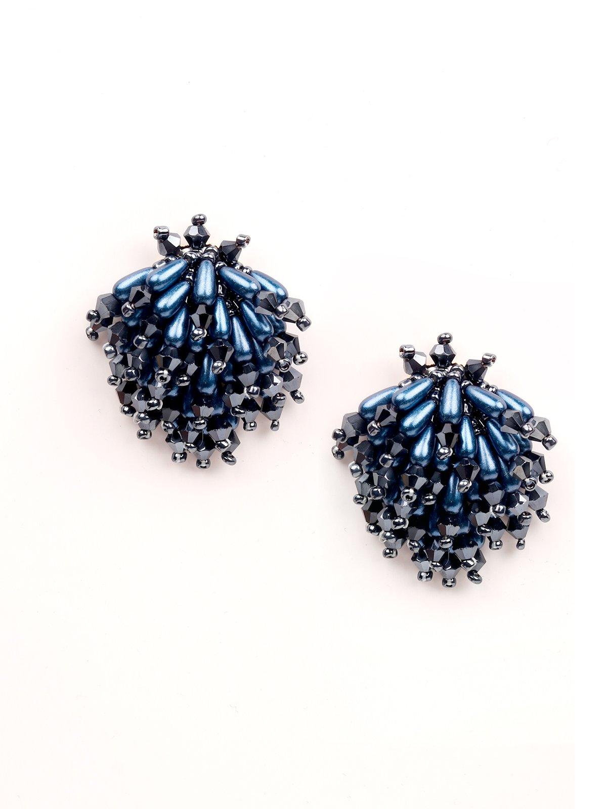 Women's Designer Navy Blue Studded Statement Earring