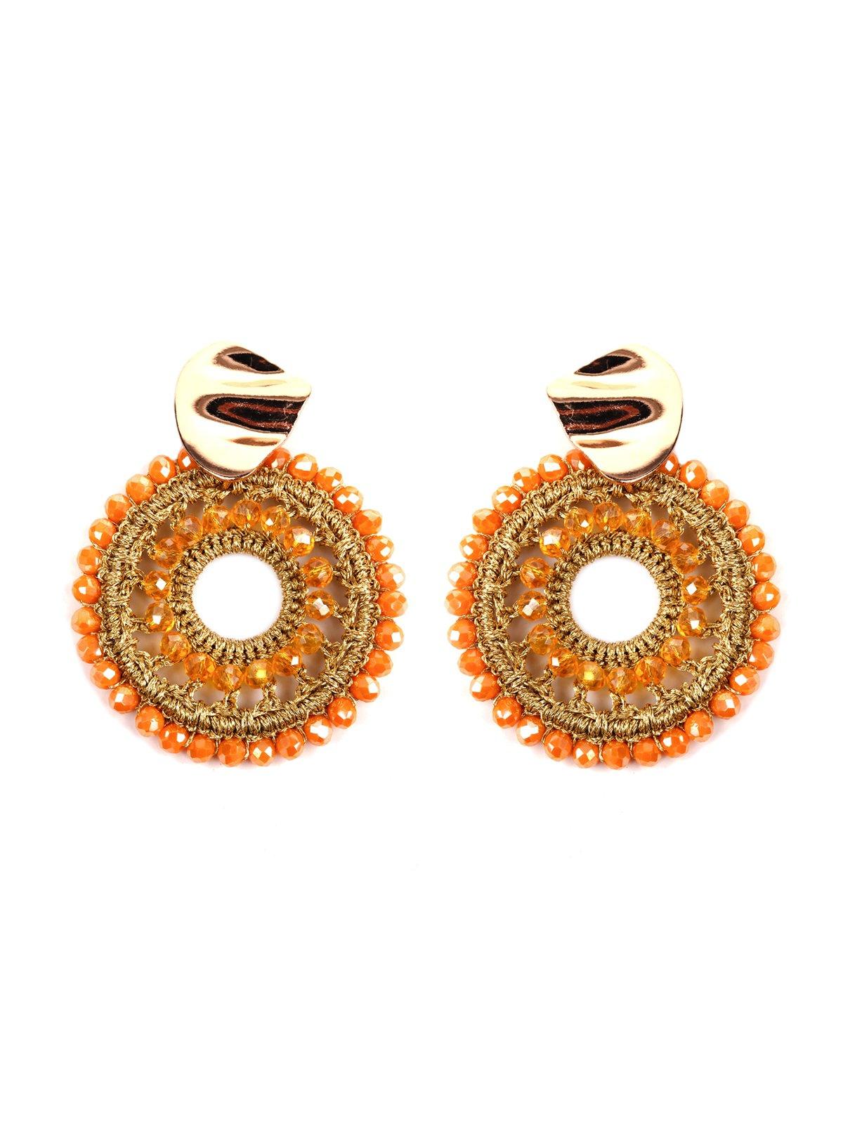 Women's Designer Orange Beaded Hoop Earring
