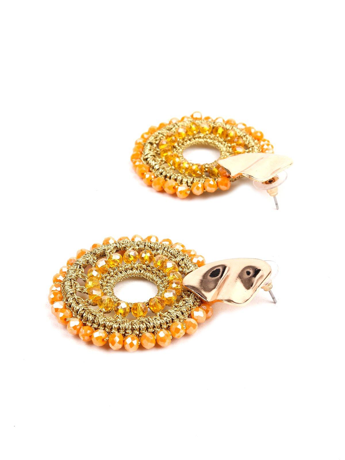 Women's Designer Orange Beaded Hoop Earring