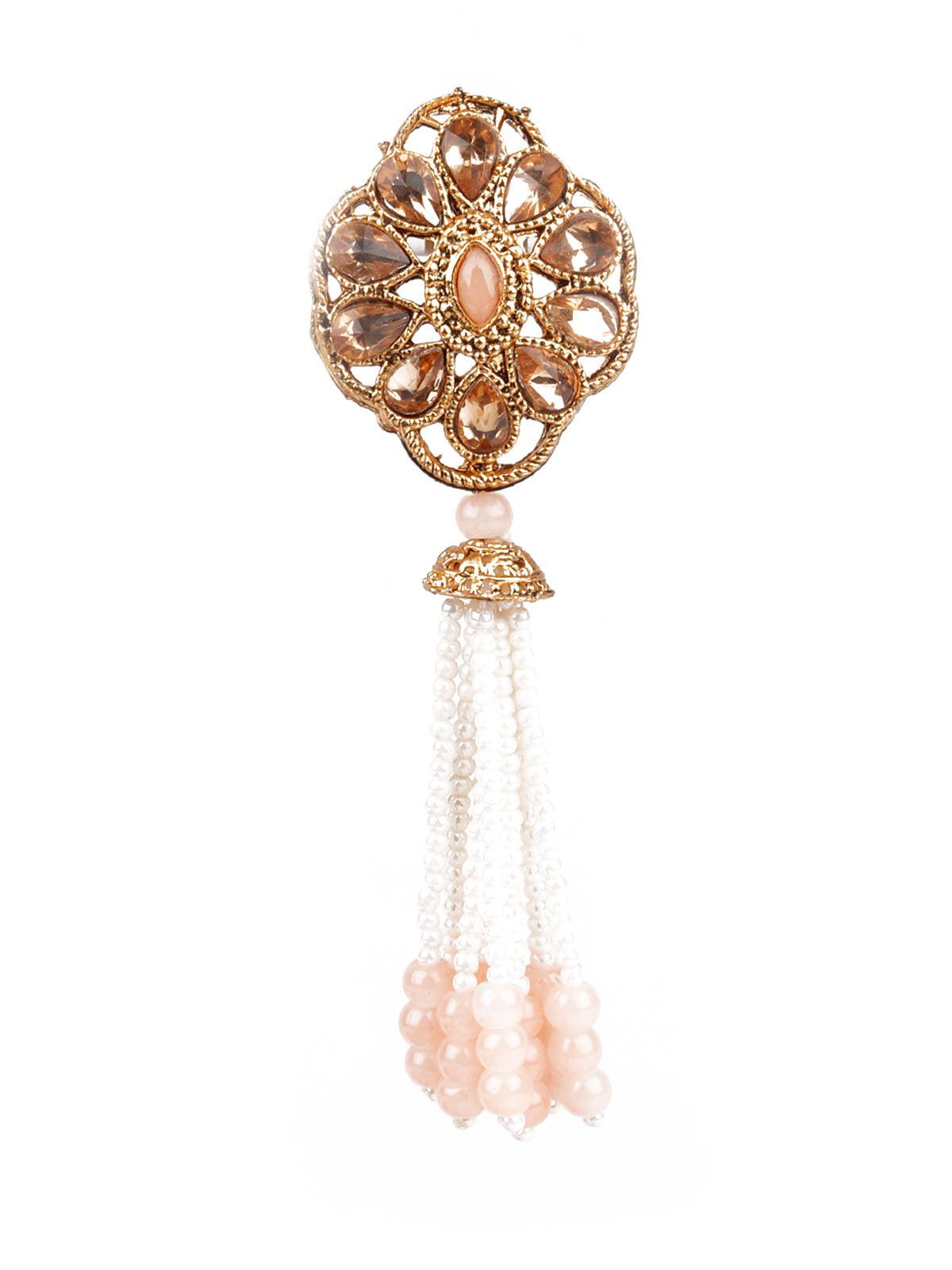 Women's Designer Peach And Gold Dangler Earring