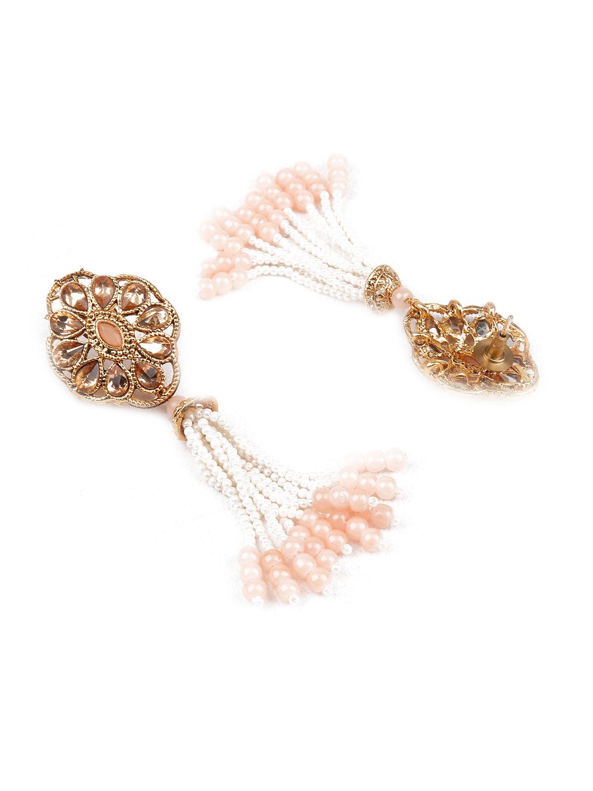 Women's Designer Peach And Gold Dangler Earring