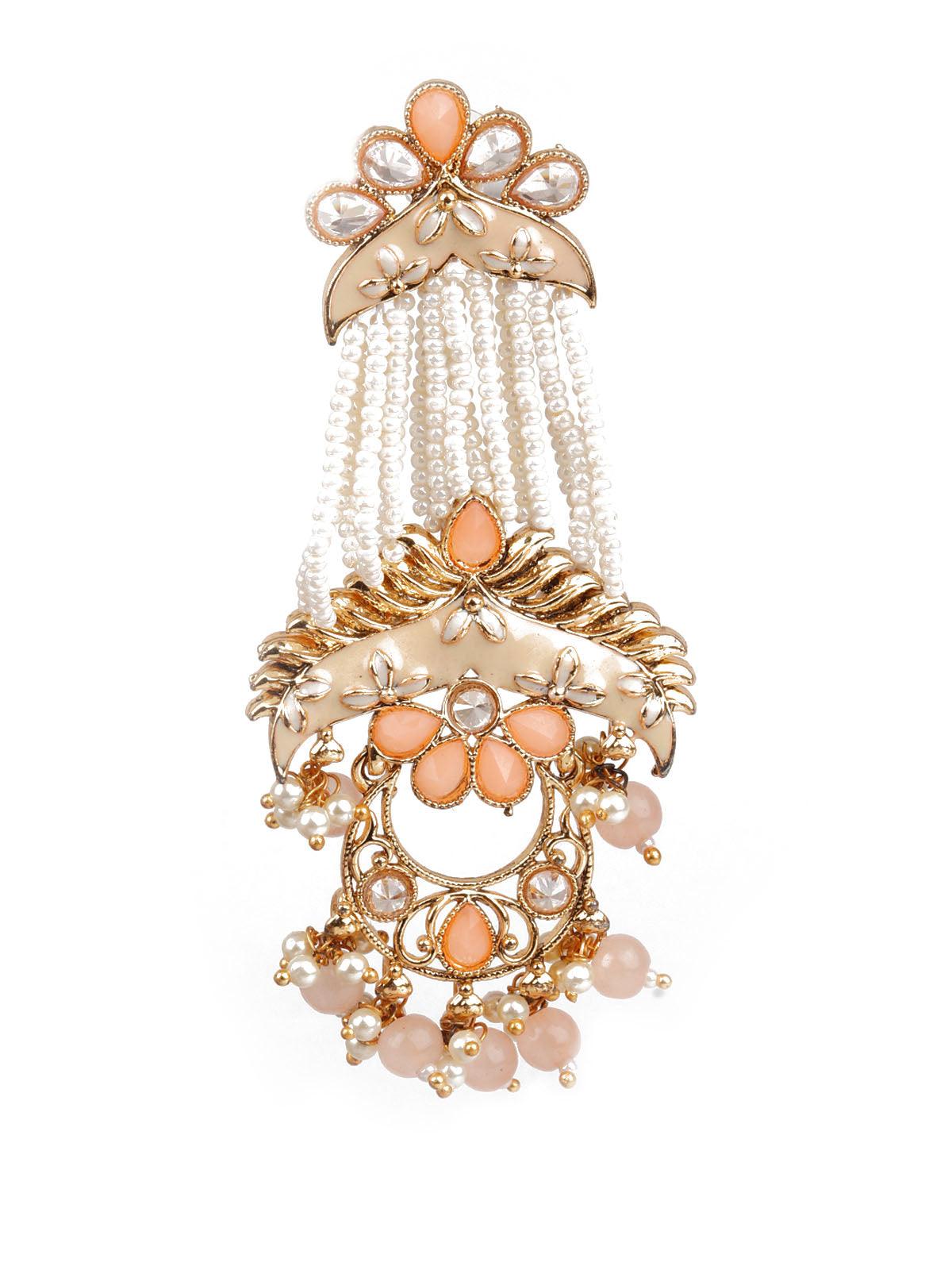 Women's Designer Peach And White Dangle Earring