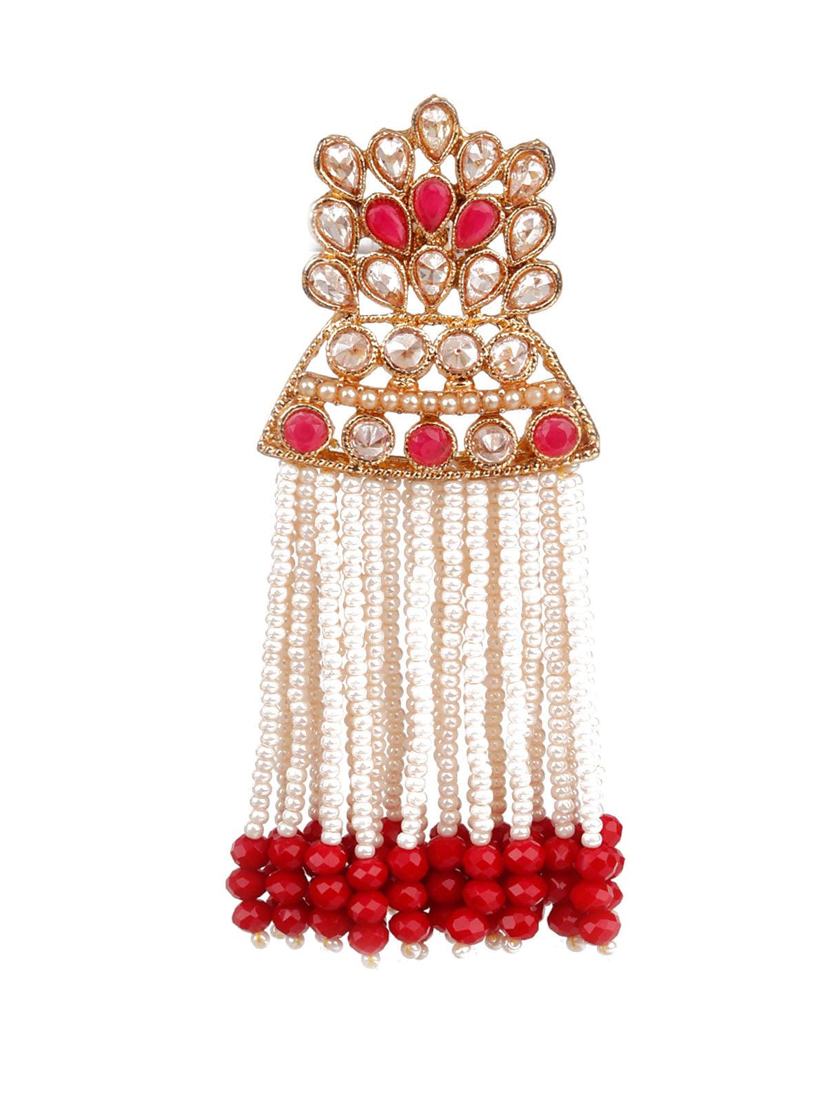 Women's Designer Red And Gold Dangle Earring