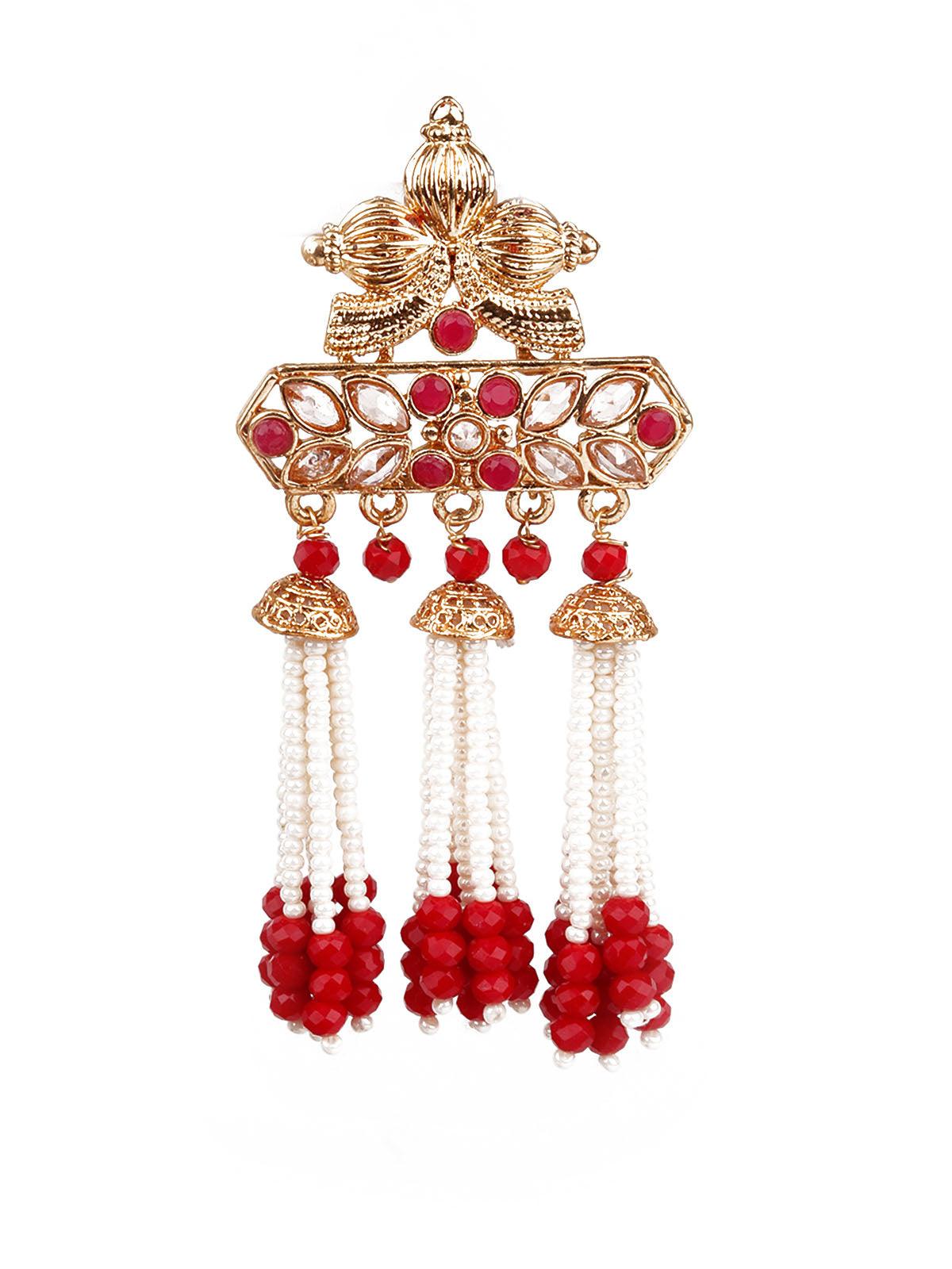 Women's Designer Red And Gold Dangle Earring