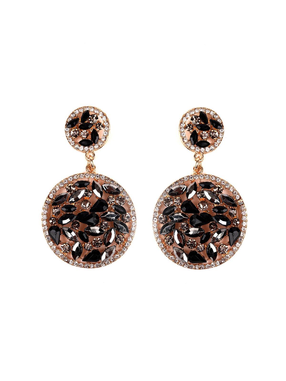 Women's Designer Rounded Uncut Black Crystal Earring