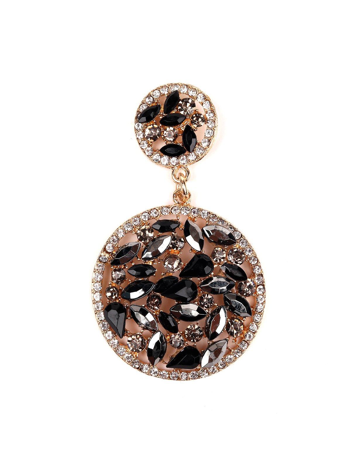 Women's Designer Rounded Uncut Black Crystal Earring