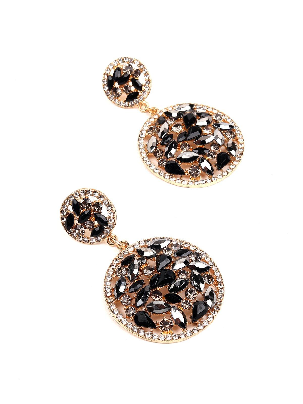 Women's Designer Rounded Uncut Black Crystal Earring