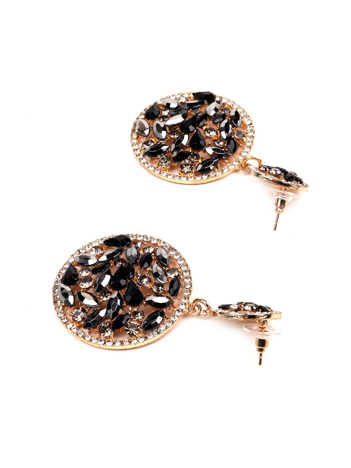 Women's Designer Rounded Uncut Black Crystal Earring