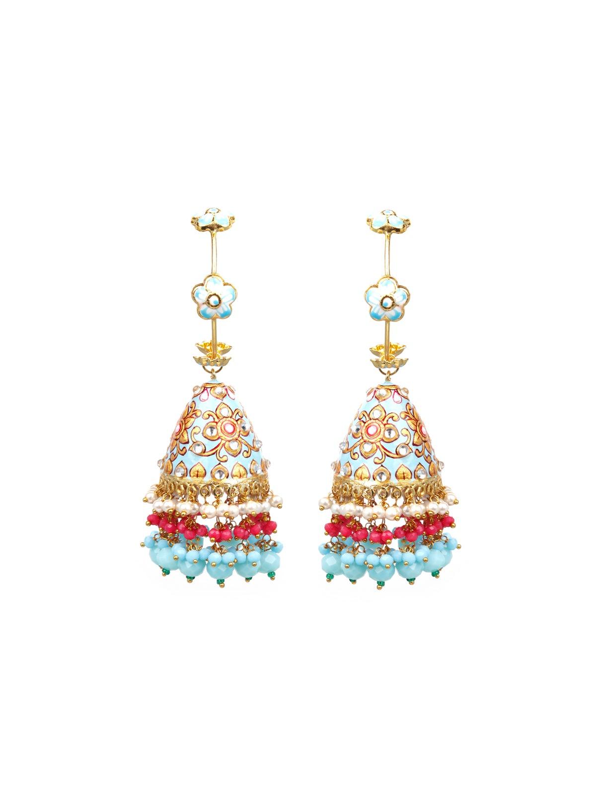 Women's Designer Turquoise Blue Jhumka