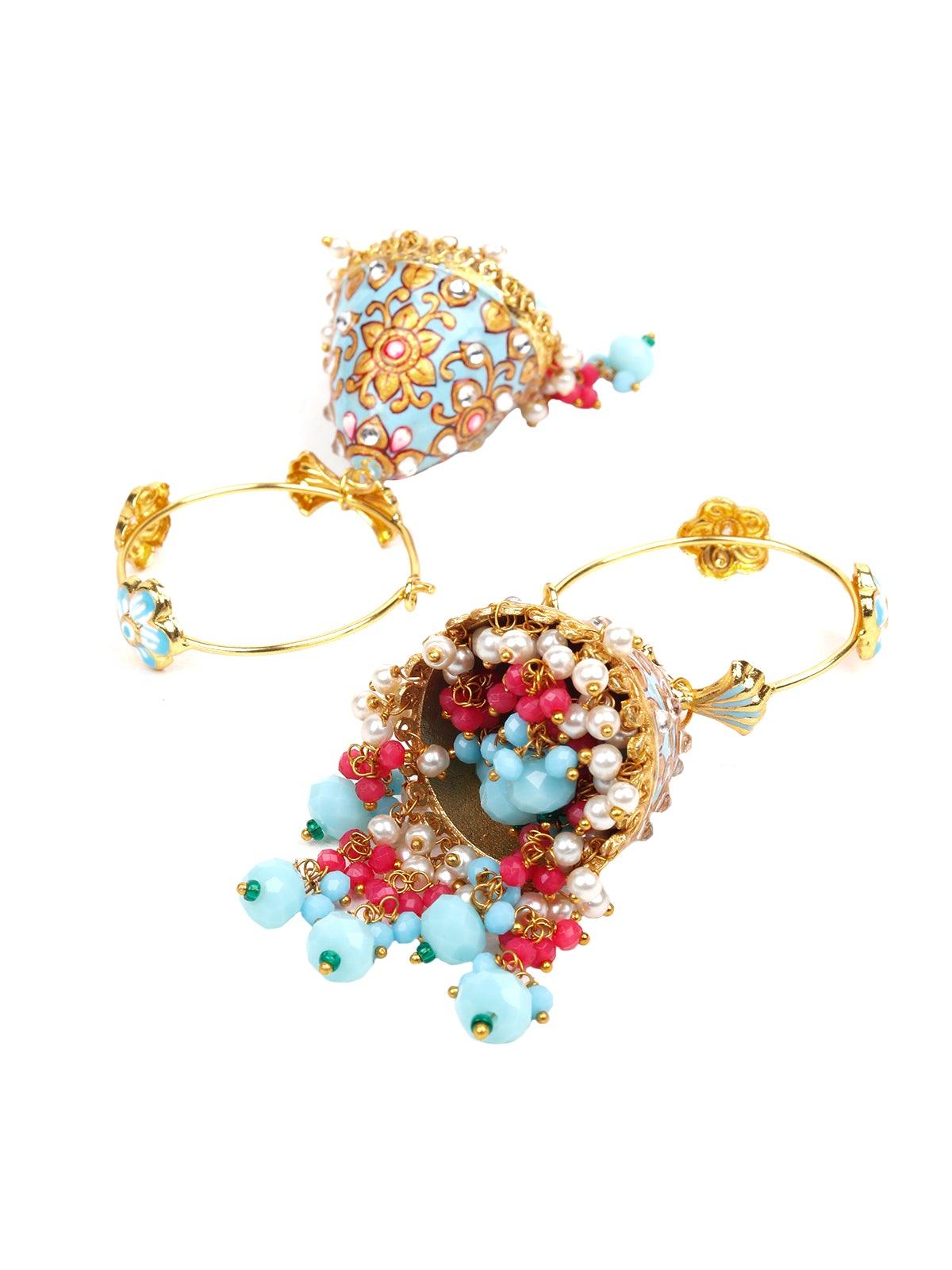 Women's Designer Turquoise Blue Jhumka